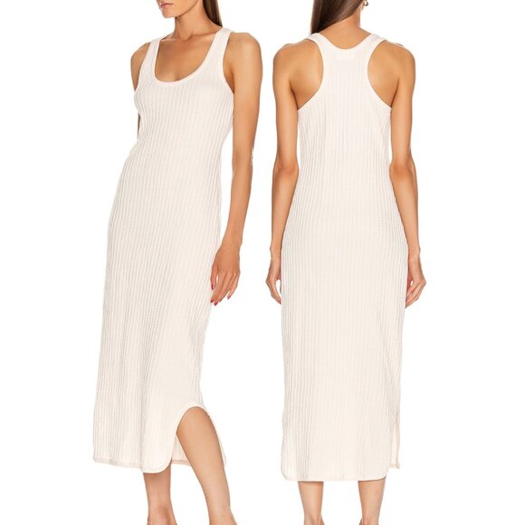 Jil Sander Midi Tank Dress Sleeveless Scoop Neck Racerback Cream Medium - Picture 1 of 7